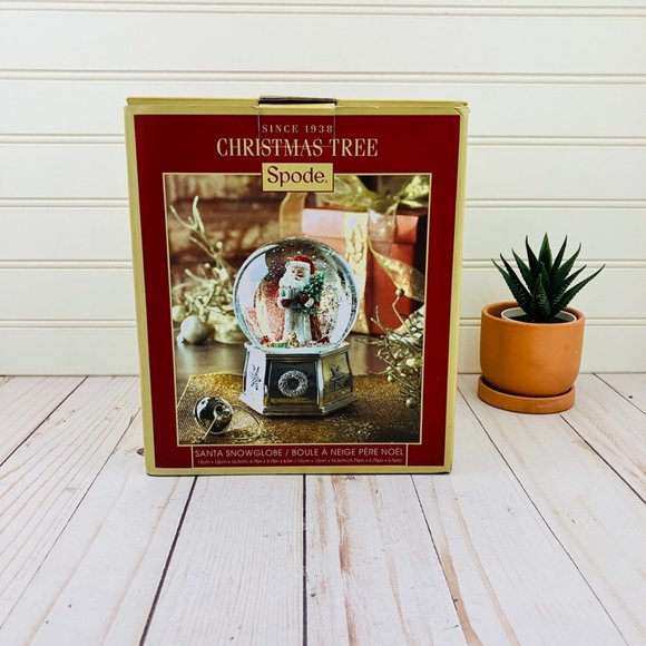Spode Snow Globe Santa Christmas Tree 6.5" Musical We Wish You A Merry Christmas - Picture 1 of 9